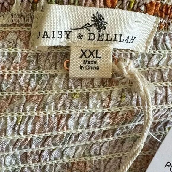 Daisy and Delilah Floral Bohemian Long Sleeves Front Tie Blouse SZ XXL #1877 - Picture 7 of 13